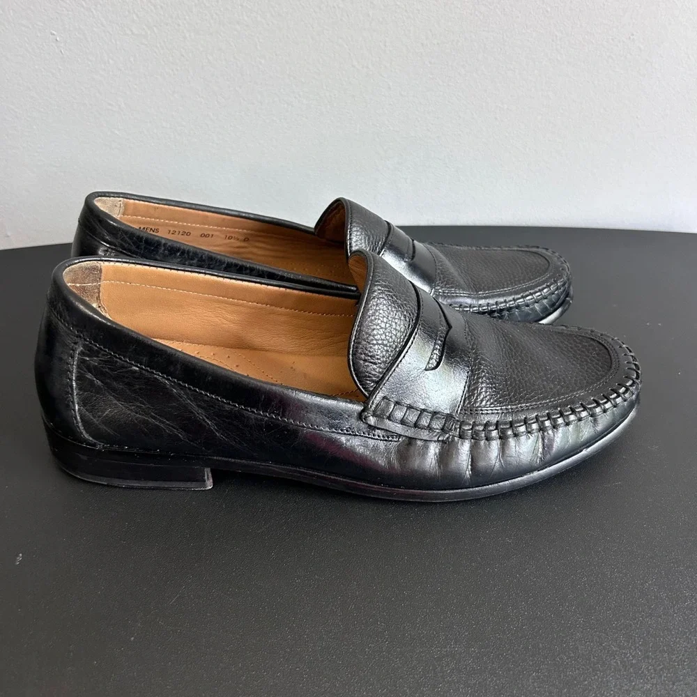 Florsheim Mens Black Pebbled Leather Penny Loafers 12120-001 Size 10.5 D